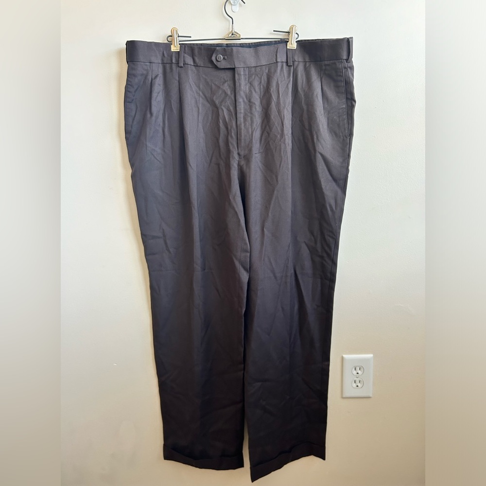 Stafford Performance Mens Brown Wool Blend Dress Pants Slacks 44x32